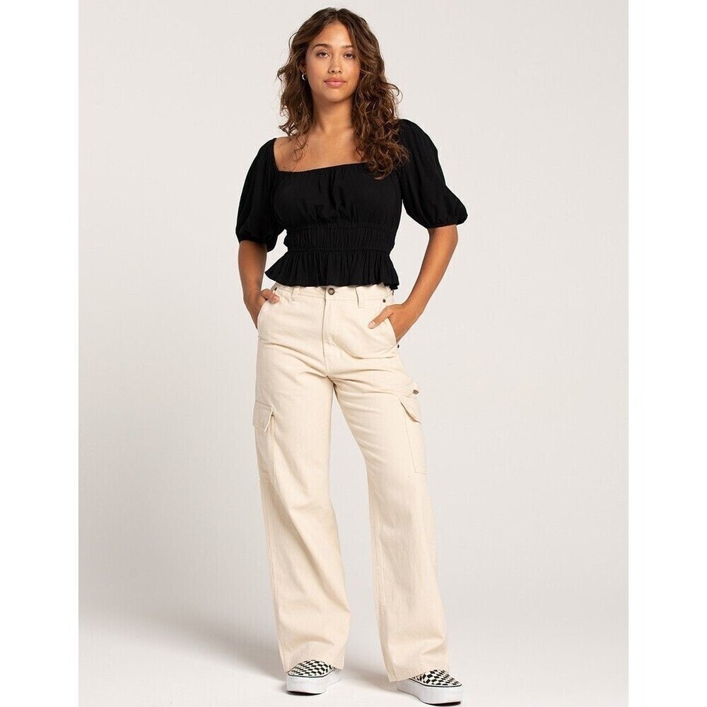 Women's ROXY Off White Lefty Cargo Pants Size XL WORN ONCE! - Picture 1 of 16
